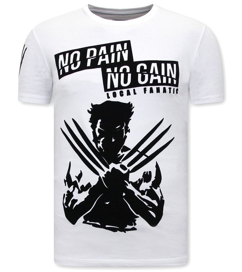 Local Fanatic  Wolverine  X Man T Shirt Med Tryck - Vit