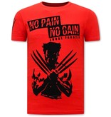Local Fanatic  Wolverine  X Man T Shirt Med Tryck - Röd
