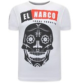 Local Fanatic El Narco T Shirt Med Tryck - Vit