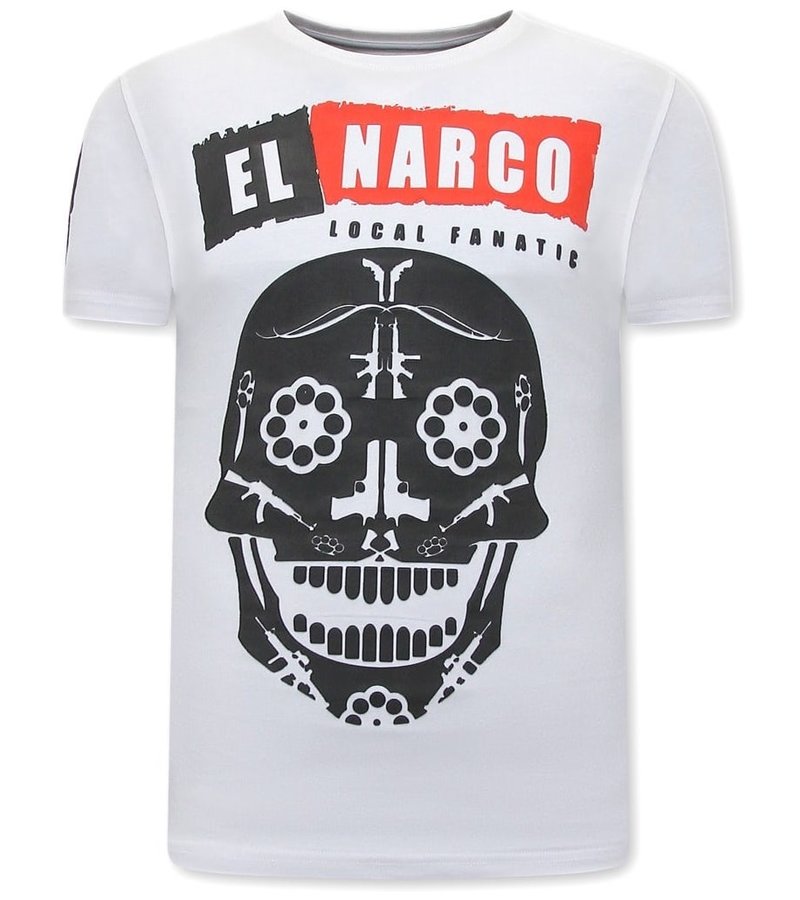 Local Fanatic El Narco T Shirt Med Tryck - Vit