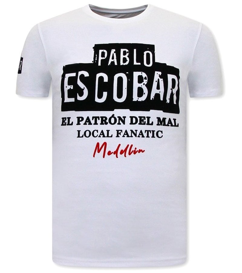 Local Fanatic Pablo Escobar T Shirt Herr - Vit