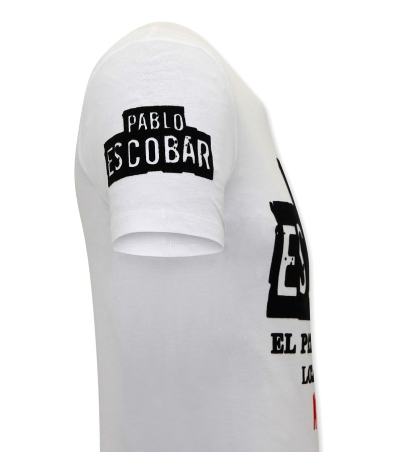 Local Fanatic Pablo Escobar T Shirt Herr - Vit
