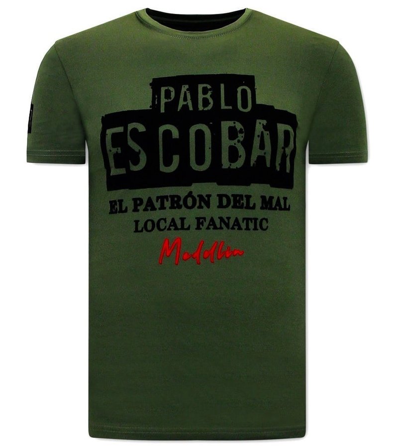 Local Fanatic Pablo Escobar T Shirt Herr - Grön