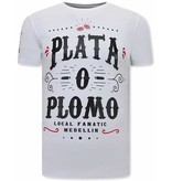 Local Fanatic Narcos Plata O Plomo  Herr T-Shirt - Vit Local Fanatic Narcos Plata O Plomo  Herr T-Shirt - Vit