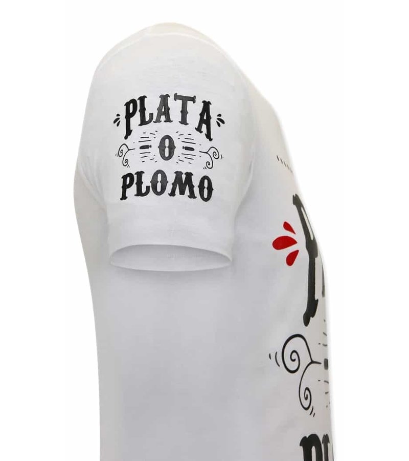 Local Fanatic Narcos Plata O Plomo  Herr T-Shirt - Vit