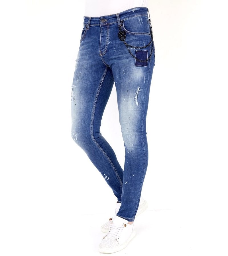 Local Fanatic jeans med blekt färgstänk - 1035 - Bla