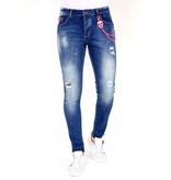 Local Fanatic Jeans Med Färgstänk Herr  - 1036 - Blå