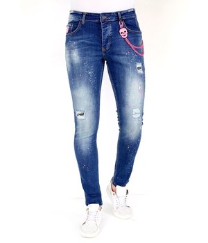 Local Fanatic Jeans Med Färgstänk Herr  - 1036 - Blå