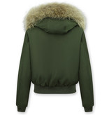 Gentile Bellini Vinterjacka Dam - Kort Jacka Dam med äkta Pälskrage - Grön