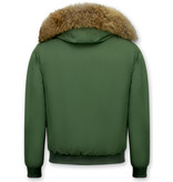 Enos Trendiga vinterjackor - Manjacka Med Pälskrage - 8002BPMG - Grön