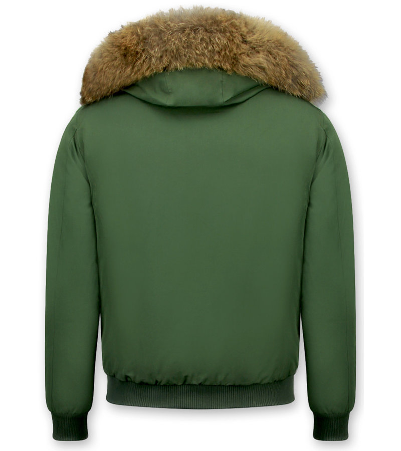 Enos Trendiga vinterjackor - Manjacka Med Pälskrage - 8002BPMG - Grön