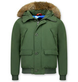 Enos Trendiga vinterjackor - Manjacka Med Pälskrage - 8002BPMG - Grön