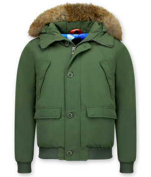 Enos Trendiga vinterjackor - Manjacka Med Pälskrage - 8002BPMG - Grön