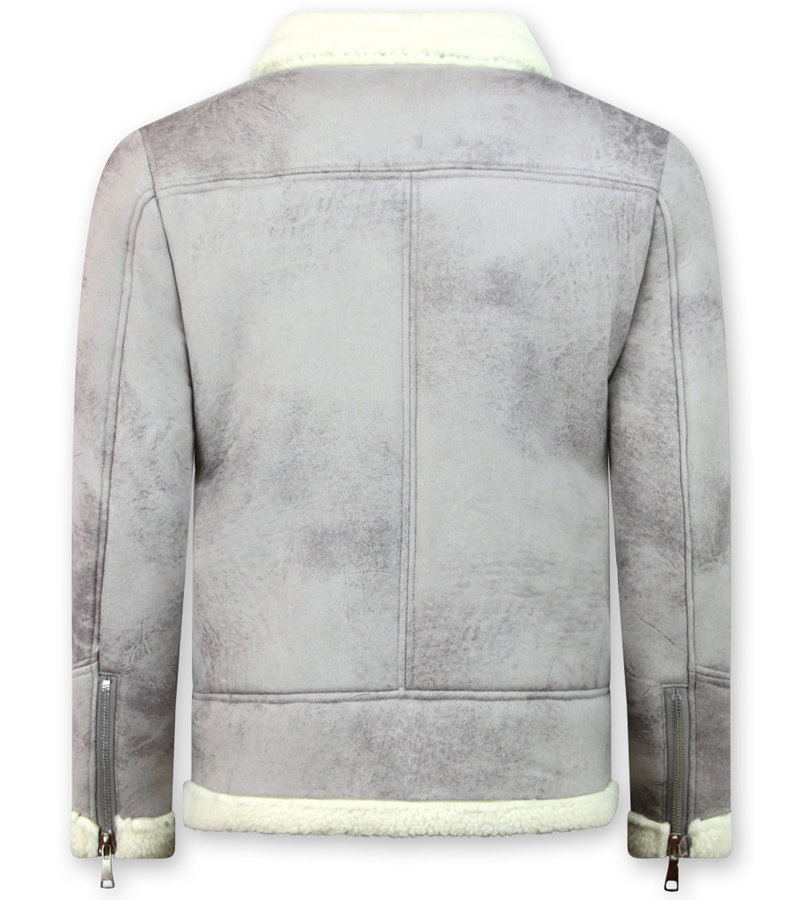 Enos Shearling jacket Herr - Fake Fur Jacka  - Grå
