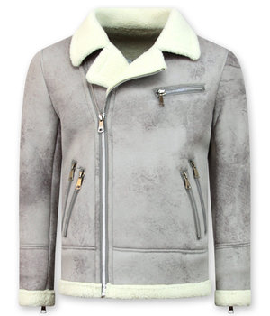 Enos Shearling jacket Herr - Fake Fur Jacka  - Grå