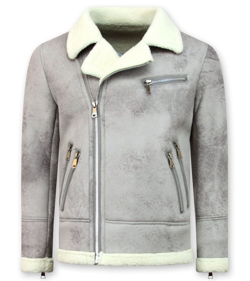 Enos Shearling jacket Herr - Fake Fur Jacka  - Grå