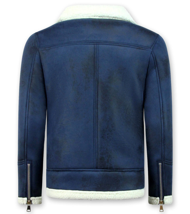 Enos Shearling jacka Herr - Fake Fur Jacka  - Marinblå