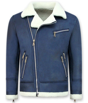 Enos Shearling jacka Herr - Fake Fur Jacka  - Marinblå