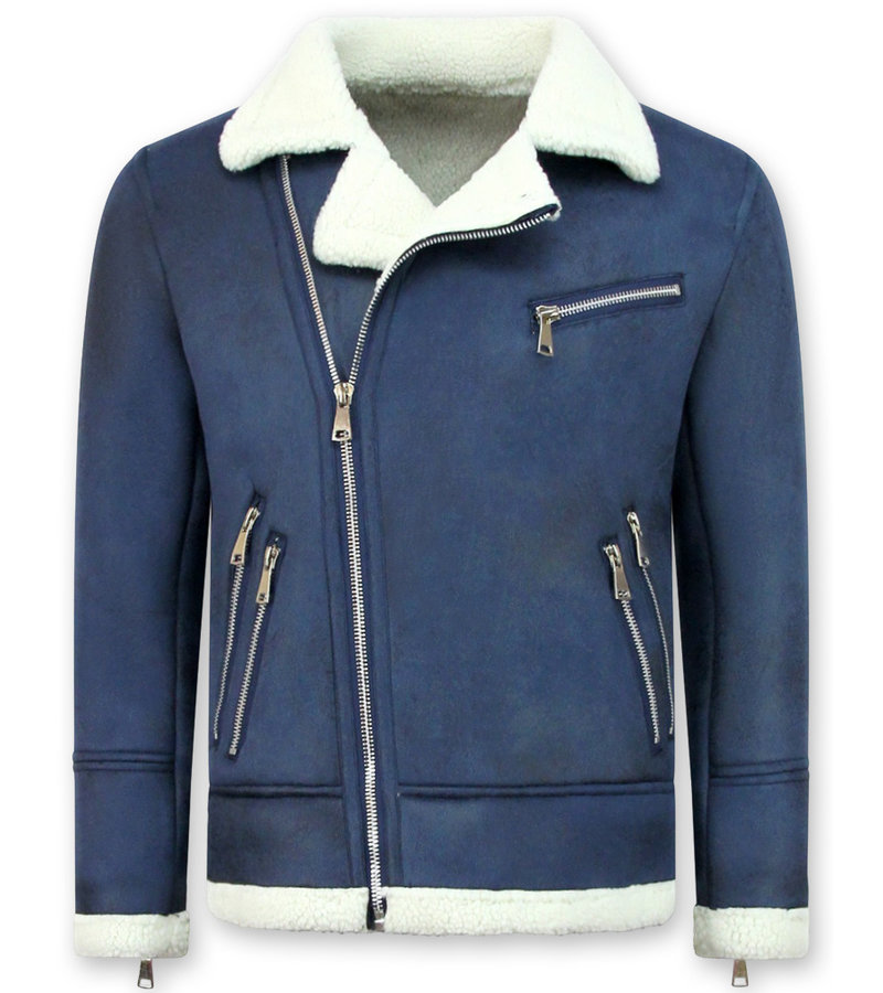 Enos Shearling jacka Herr - Fake Fur Jacka  - Marinblå