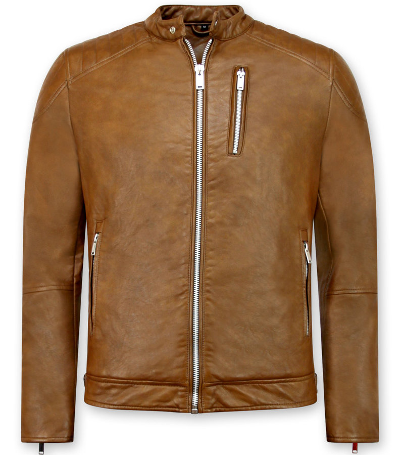 Enos Brun skinnjacka Herr - Faux leather jacket