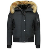 Gentile Bellini Vinterjacka Pälsluva Dam  - Fina Varma Vinterjackor - DM8815-1 - Svart