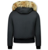 Gentile Bellini Vinterjacka Pälsluva Dam  - Fina Varma Vinterjackor - DM8815-1 - Svart