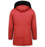 Enos Jacka Med Fuskpälskrage - Man Tjocka Vinterjackor - CA-7023B - Röd