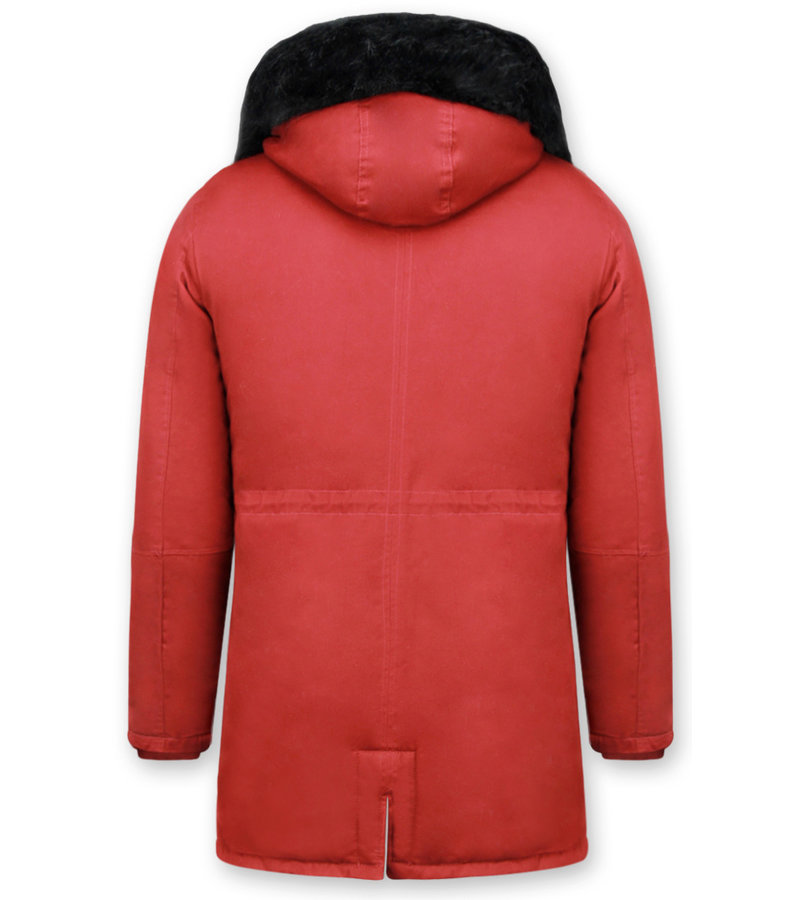 Enos Jacka Med Fuskpälskrage - Man Tjocka Vinterjackor - CA-7023B - Röd