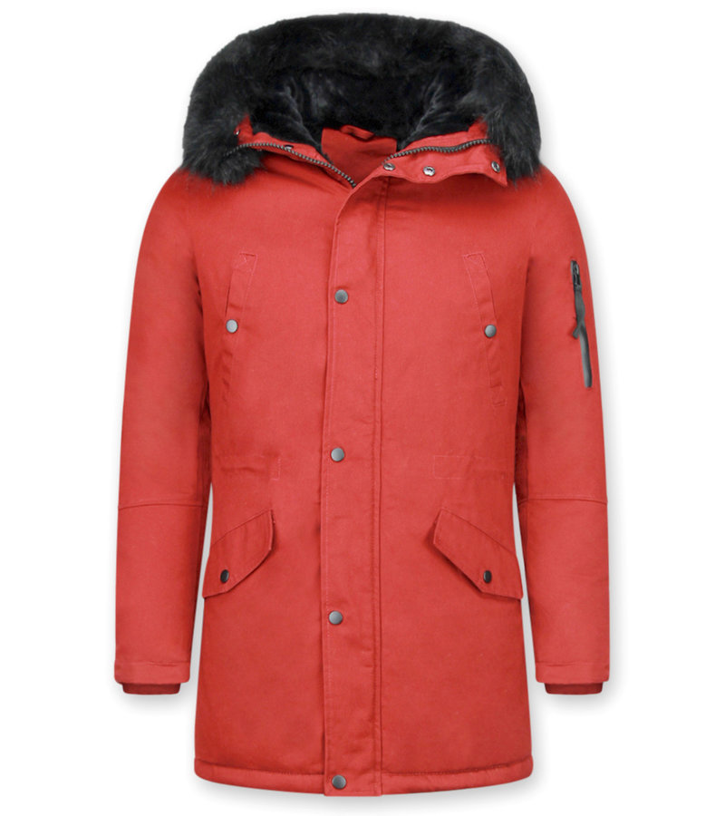 Enos Jacka Med Fuskpälskrage - Man Tjocka Vinterjackor - CA-7023B - Röd