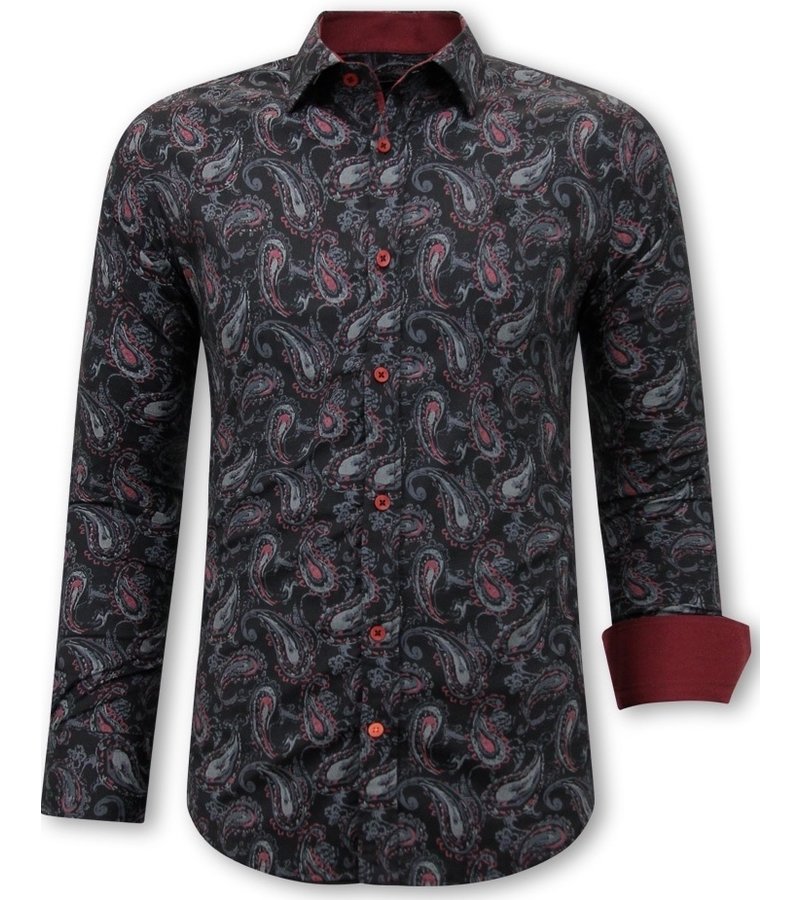 Gentile Bellini Paisley Italienska Skjortor Slim Fit - 3089 - Svart