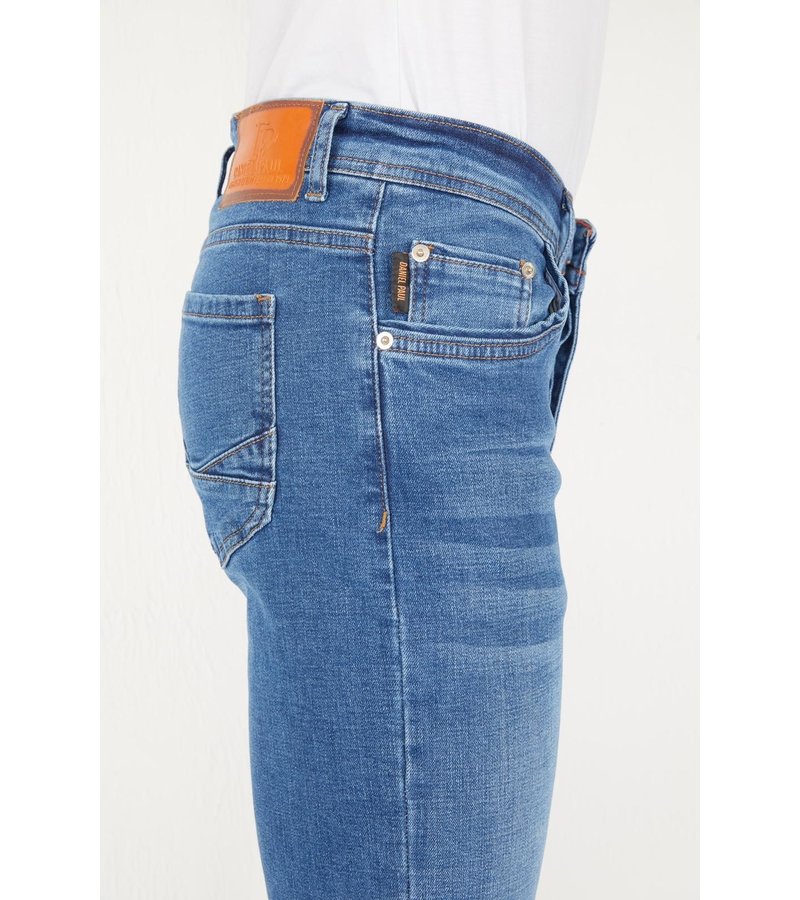 True Rise Billiga Slitna Jeans Herr Regular Fit - DP08 - Blå