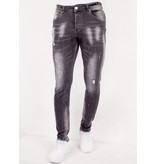 True Rise Slim Fit Jeans Med Hål Herr - SLM-40 - Gra