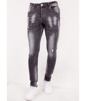 True Rise Slim Fit Jeans Med Hål Herr - SLM-40 - Gra