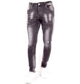 True Rise Slim Fit Jeans Med Hål Herr - SLM-40 - Gra