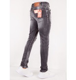 True Rise Slim Fit Jeans Med Hål Herr - SLM-40 - Gra