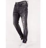 True Rise Slim Fim Jeans Med Sliten Effekt - DC-007 - Svart