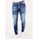 True Rise Jeans Med Slitning Slim Fit Paint Splatter - DC-008 - Bla