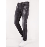 True Rise Slim Fit Jeans Met Gerafeld Effect - D&C-014 - Svart