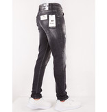 True Rise Slim Fit Jeans Met Gerafeld Effect - D&C-014 - Svart