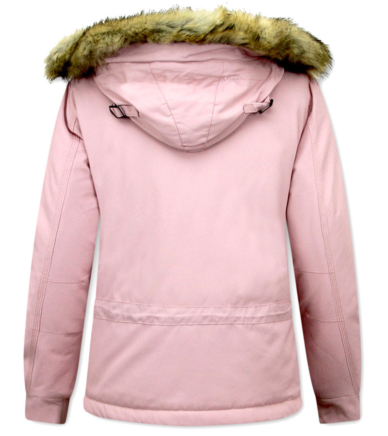 Matogla  Anorak Kort Parkas Jacka Dam - 8691	- Ljusrosa