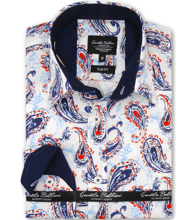 Gentile Bellini Paisley Paisley Snygg Vit Skjorta Slim Fit - 3096 - Vit Heren - Slim Fit - 3096 - Wit