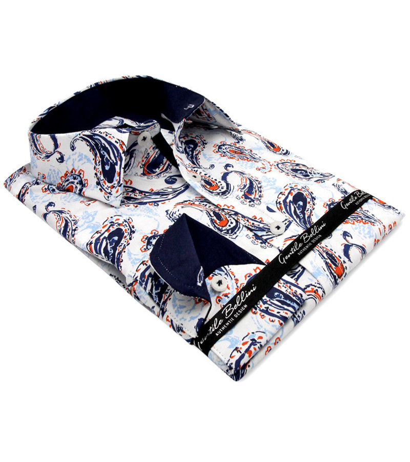 Gentile Bellini Paisley Paisley Snygg Vit Skjorta Slim Fit - 3096 - Vit Heren - Slim Fit - 3096 - Wit