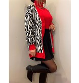 QU-Style Zebra Oversized Women's Cardigan -13349 - Vit / Svart