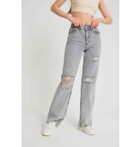 Robin-Collection Ribbstickade jeans hög midja - D83618 - Grå