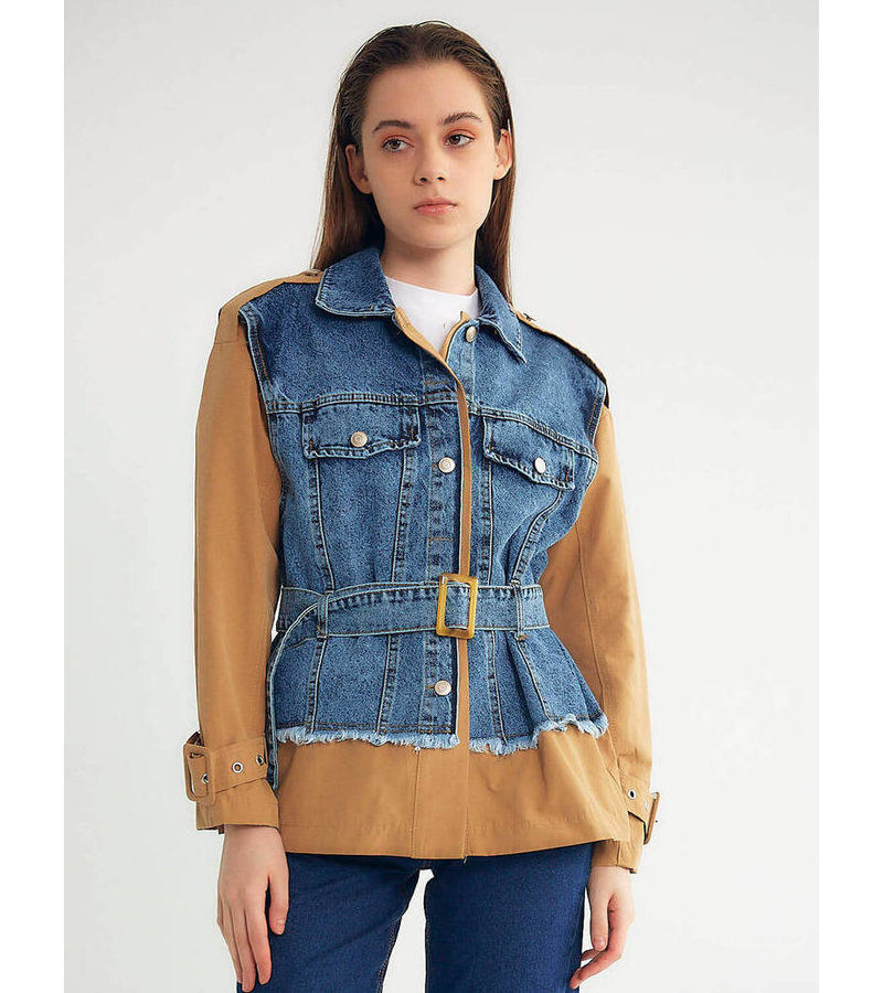 Robin-Collection Jeansjacka dam - D89776 - Blå / Brun