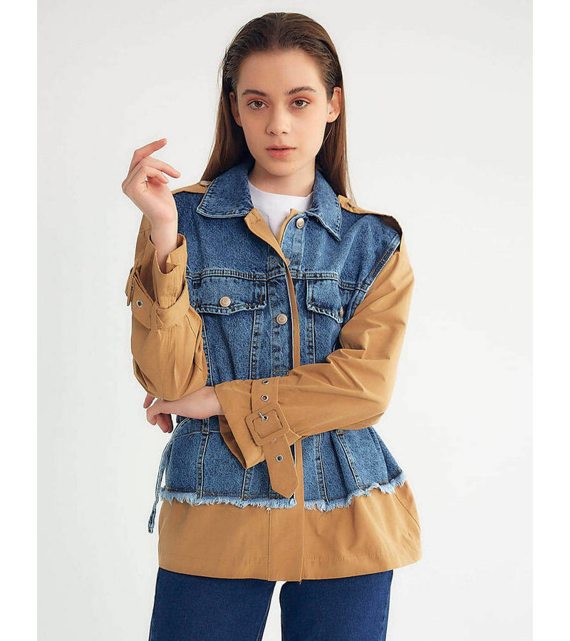 Robin-Collection Jeansjacka dam - D89776 - Blå / Brun