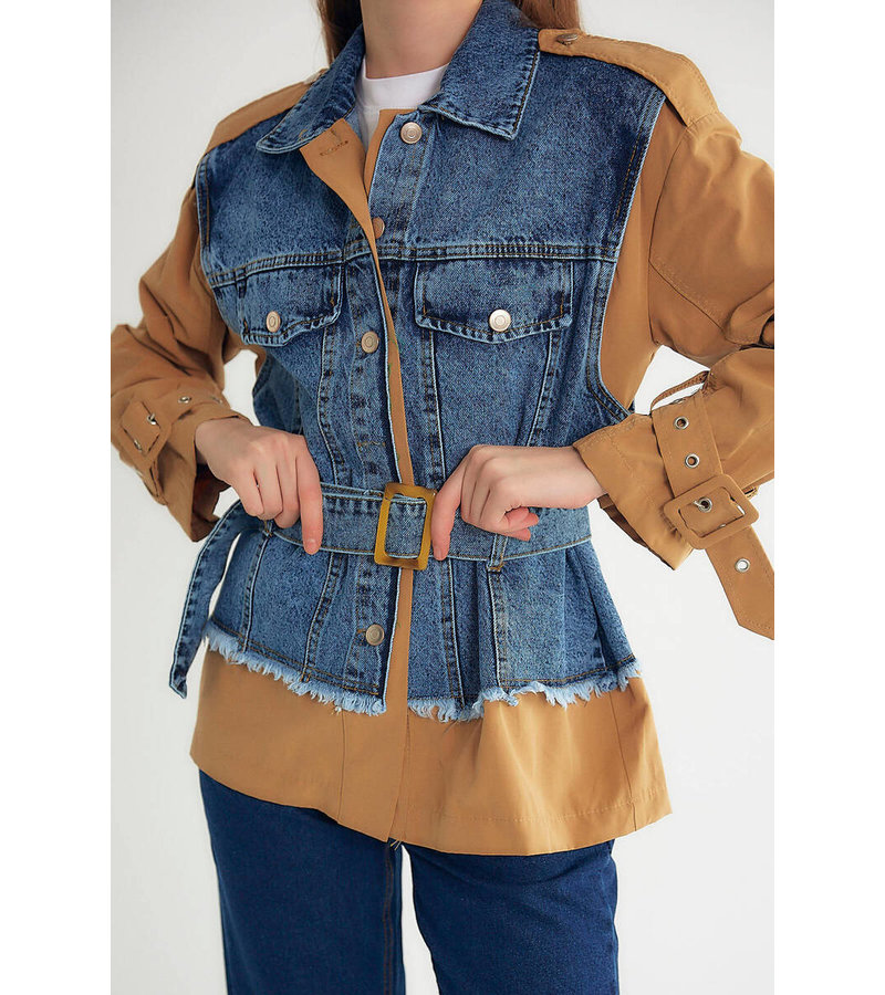 Robin-Collection Jeansjacka dam - D89776 - Blå / Brun