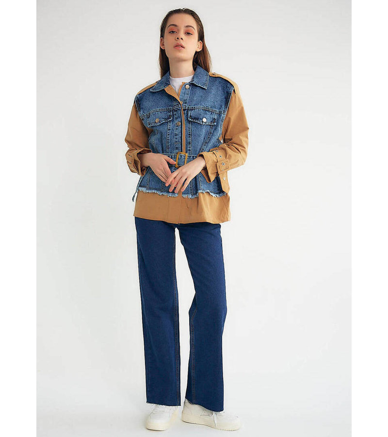 Robin-Collection Jeansjacka dam - D89776 - Blå / Brun