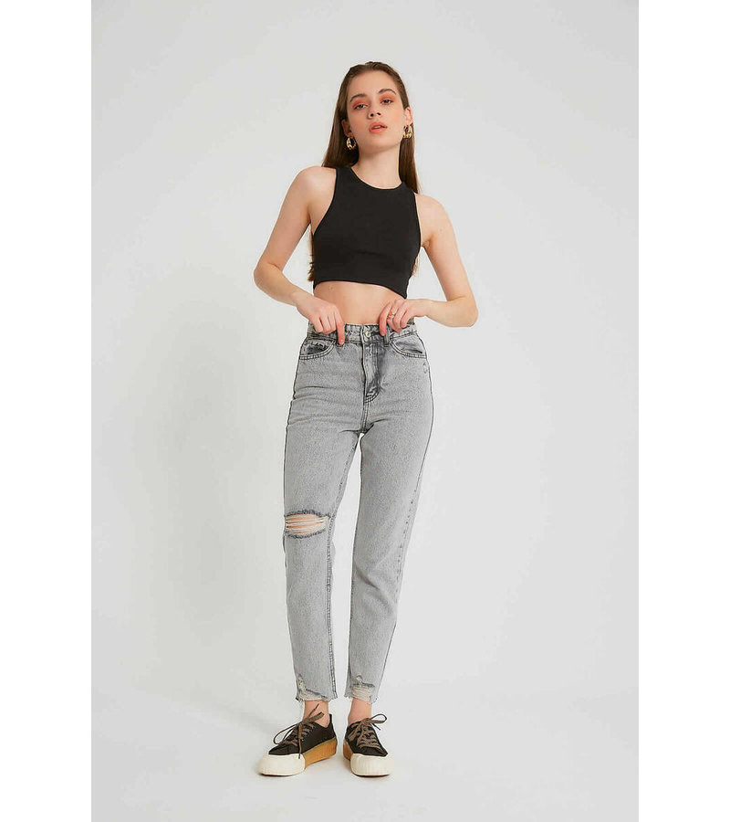 Robin-Collection Rippade jeans hög midja - D83615 - Grå