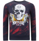 True Rise Sweatshirt Herr Skull Tiger - 3680 - Röd